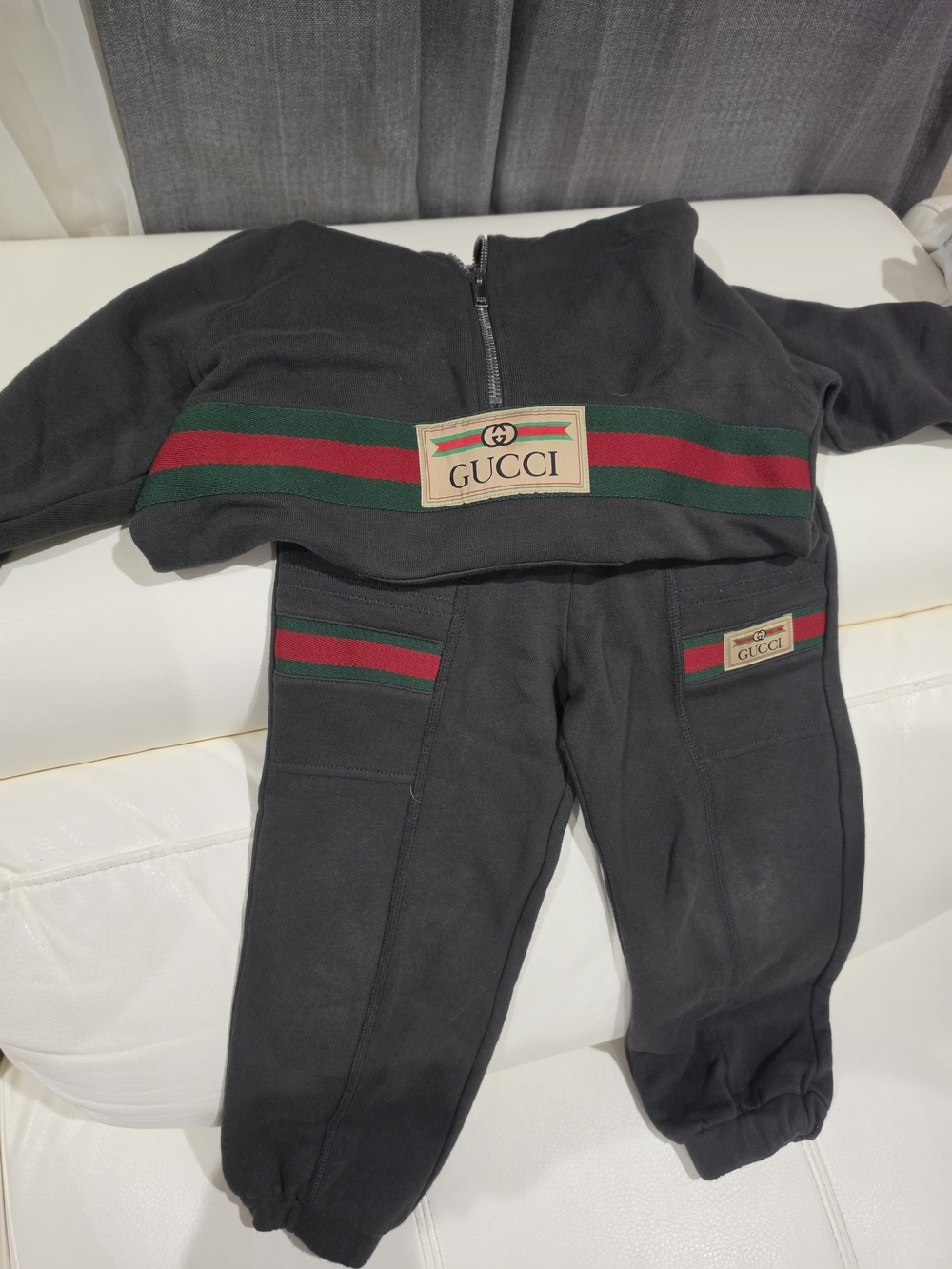 Versace Black Kids Sweatpants with Red and Green Stripe